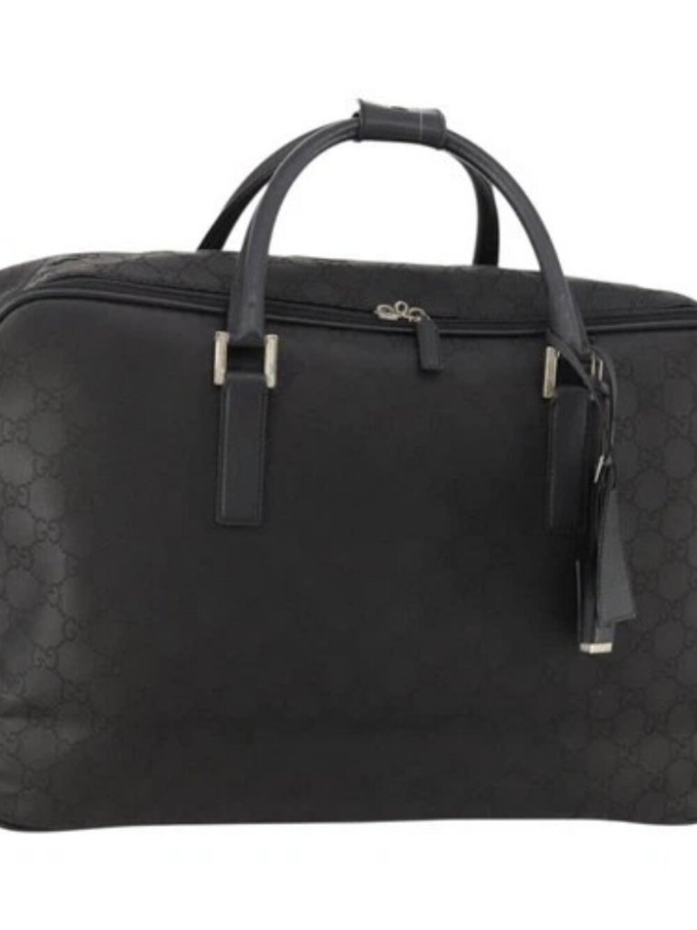 GUCCI GG Canvas Boston Bag Black Silver Auth 173961